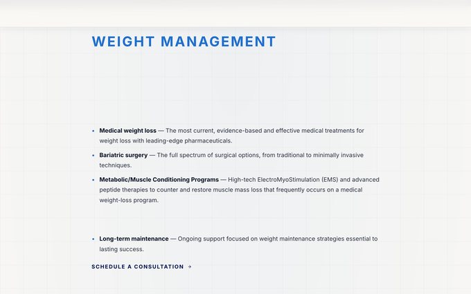 Practice site page on a CMS