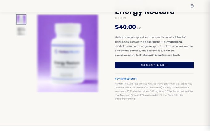 Product page with add to cart
